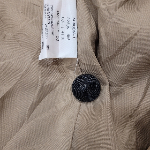 Vintage Wool Cleo Blazer Coat Womens 10 Tan Grey Plaid Acadamia Fall - Picture 9 of 12